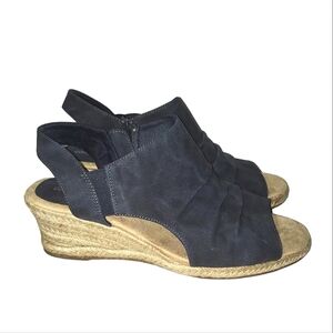 Teje Espadrille Sandal by Easy Street Wedge Heel Navy Blue Women's Size 9 WW